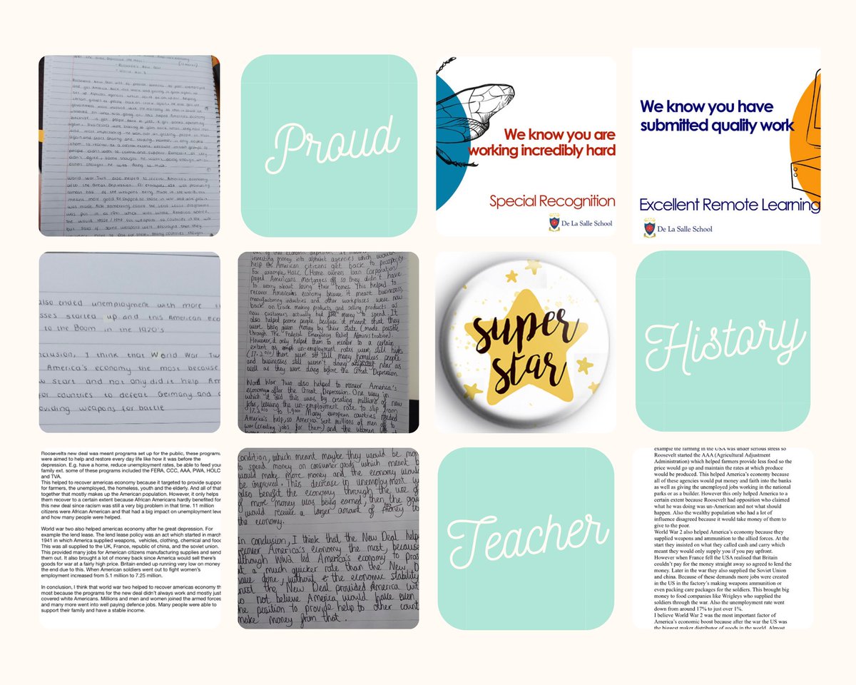 This week, 9CD1 (Miss Morris) had to produce a 12 mark answer on the impact of the New Deal and WWII. A huge well done to everyone who produced some amazing answers! Some great examples from Noah B, Jen L and Gabriel M! ⭐️💫