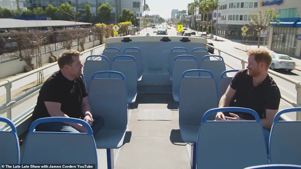 piersmorgan's tweet photo. Loved Harry’s private interview on a Hollywood bus with James Corden. Touching private revelations, stoic defence of Netflix for trashing his family, &amp; fully justified attack on the UK press for forcing him to quit royal duty &amp; live in a California mansion. Can’t wait for Oprah! https://t.co/LiHWTfF98W