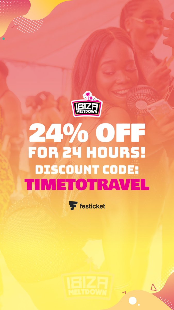 To celebrate travel restrictions easing from May* we’re giving EVERYONE a once in a lifetime deal for Ibiza Meltdown 😱⁣ 24% off Ibiza Meltdown wristbands for 24 hours only! ⁣
The BIGGEST discount we’ve ever had in 5 years so be quick!⁣
⁣Use discount code: TIMETOTRAVEL⁣
⁣