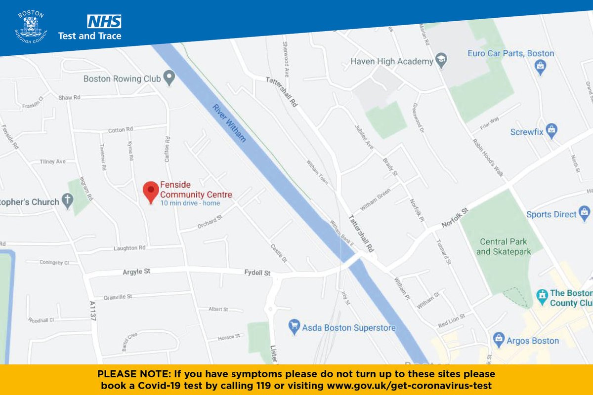 Bostonboro's tweet image. The Community Rapid Testing sites have both successfully relocated. Both test sites are now open until 31 March 2021 at Fenside Community Centre, Taverner Road, Boston PE21 8NL and St Nicholas Community Centre, Fishtoft Road, Boston PE21 0DL.
8am to 8pm everday.
#LetsGetTested