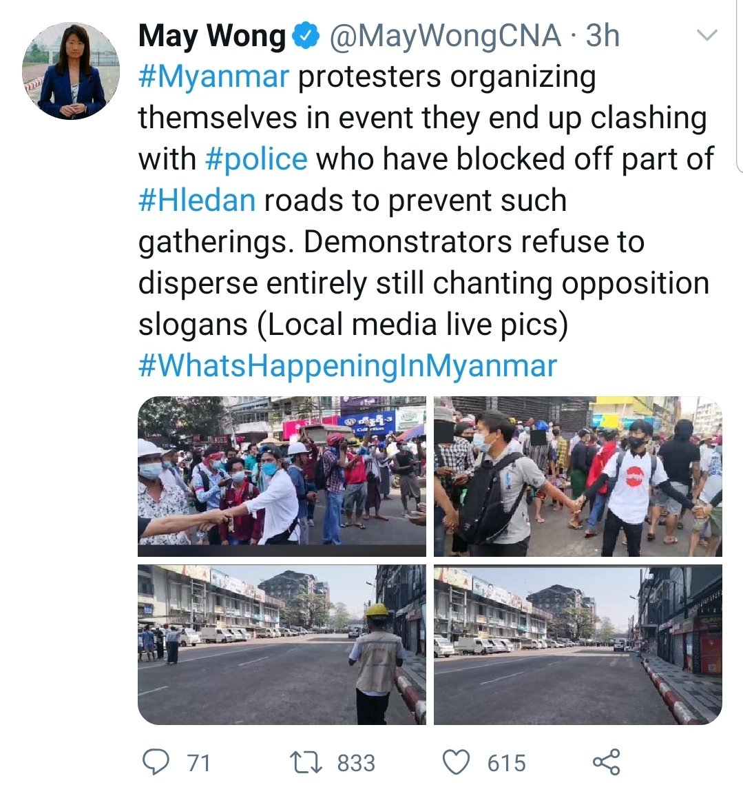 @keren_khin @Zin45184103 Plz...May Wongဆိုတဲ့ CNAကသူကို followလည်းမလုပ်ကြပါနဲ့။ like,retweetလည်းမလုပ်ကြပါနဲ့။ ​လော​လောဆယ်သွားလည်းမဆဲကြပါနဲ့။
သူ့သတင်း​တွေမှာ ရဲ​တွေက လူစုခွဲဖို့ပြောတာကို ဆန္ဒပြတဲ့သူ​တွေက ငြင်းဆိုပါတယ်ဆိုတဲ့ပုံမျိုး​ရေးထားတာအများကြီးမလို့ပါ။
နီးစပ်သူ​တွေကိုပြန်​ပြော​ပေးကြပါ။  please.