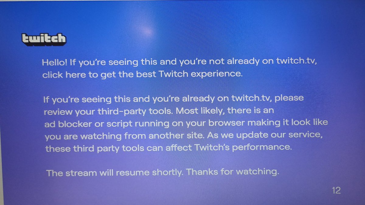 bastien3908's tweet photo. Bonjour @TwitchFR , puis-je savoir pourquoi j'ai ce message toutes les 15 minutes alors que mon bloqueur publicitaire est désactivé sur le site ? https://t.co/hEDkeSAwH4