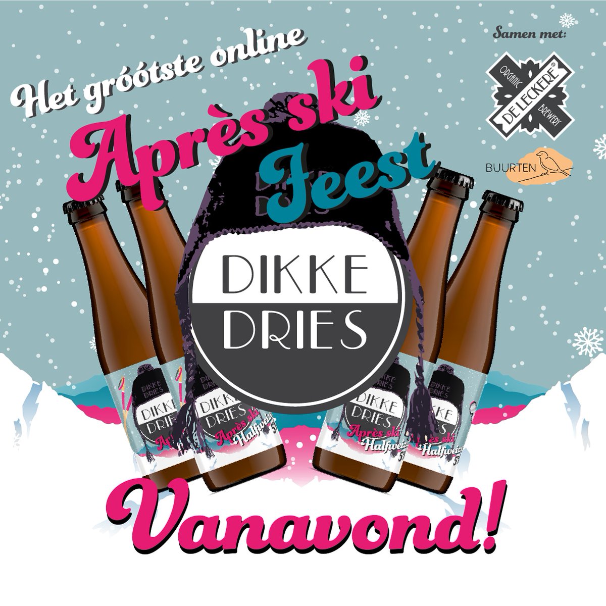 DeLeckere's tweet photo. #VANAVOND geht es los! Het gróótste online ❄️ APRES SKI #FEEST ❄️. Wil jij meefeesten? Haal nog vóór 18:00 jouw tickets/bingokaarten! (Of bestel extra: hoe meer kaarten hoe meer kans om te #winnen! 😍) 👉 https://t.co/q89Td5q0IO 👈 https://t.co/mnriG42T5x