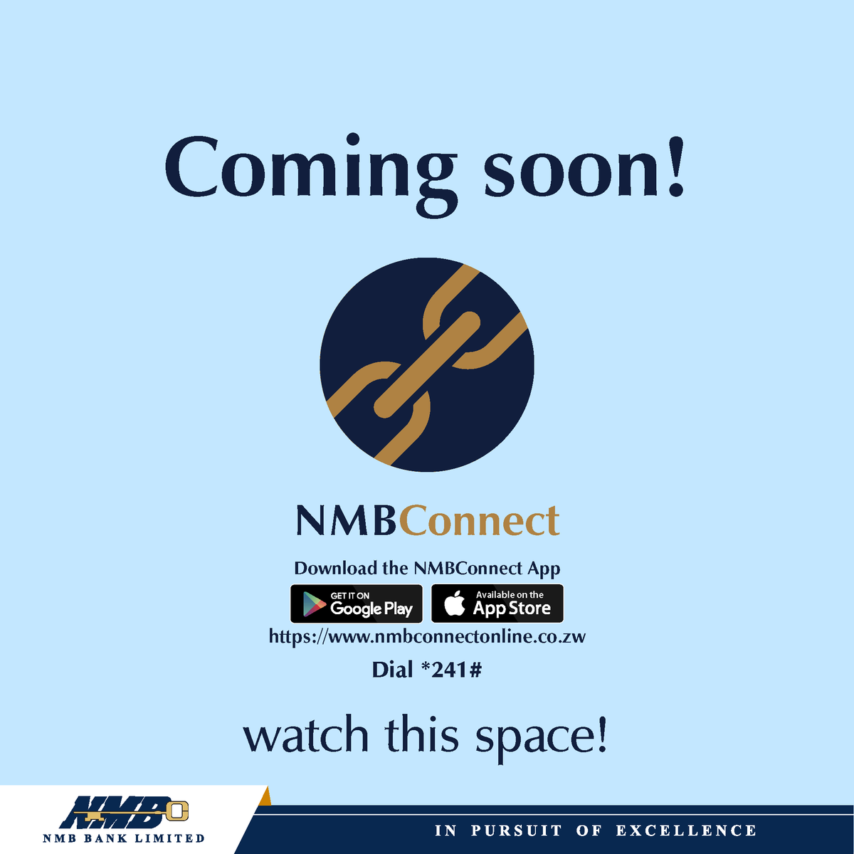 NMBBankZim's tweet photo. Keep watching this space for something Game changing. Stay tuned! #NMBBank #NMBConnect #NMBYourDigitalBank #NMBNew #NMBRedefiningBanking #MaskUp #Staysafe https://t.co/FZTy9vC7qY
