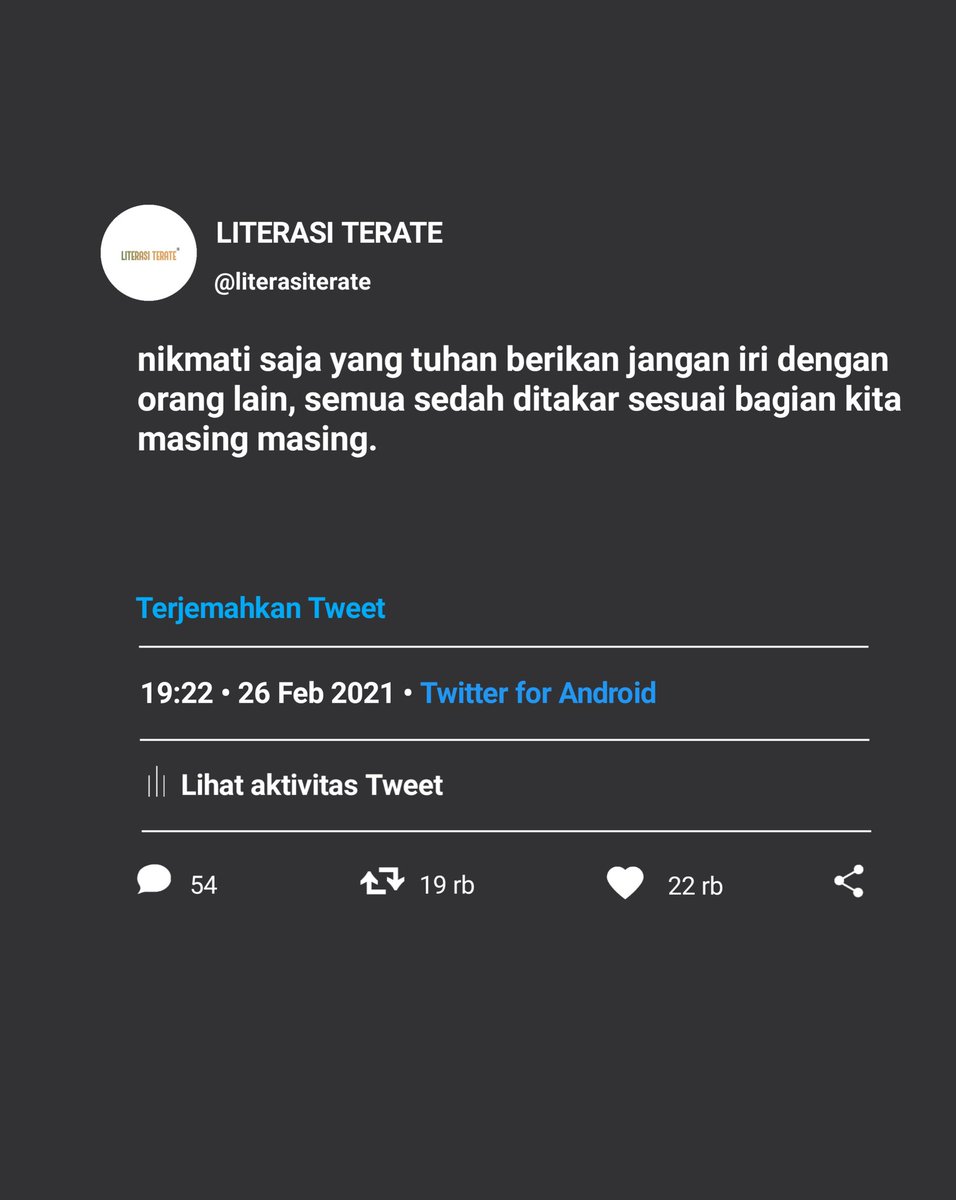 literasiterate's tweet photo. nikmati saja yang tuhan berikan jangan iri dengan orang lain, semua sedah ditakar sesuai bagian kita masing masing. 🤍
.
.
📝  @literasiterate
#psht #terate #pshtnews #literasiterate #literasi_terate #editorpshtsenusantara #serdadupsht #loyalitasterate https://t.co/rrd5oUw6E4