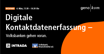 Schluss mit Zettel und Stift! ❌ 

Zusammen mit der Volksbank RheinAhrEifel und dem Tech Start-Up Intrada haben wir eine digitale Lösung zur Kontaktdatenerfassung entwickelt, die einfach, schnell und sicher ist. Hier geht’s zur Webinar-Anmeldung:  

register.gotowebinar.com/register/27101…