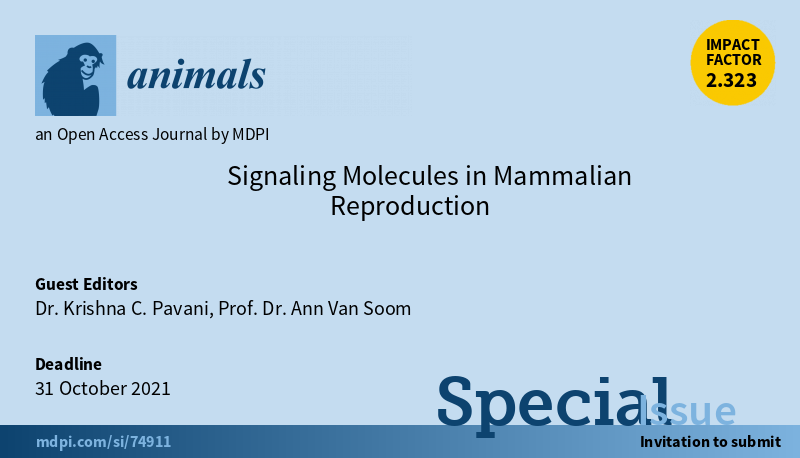 kc_pavani9's tweet photo. We cordially invite all to submit their #researchpapers #reviewpapers to this special Issue"Signaling Molecules in Mammalian Reproduction".
@Animals_MDPI
(IF: 2.323)
@iets_dabe
@IETS_Morulas
@eurova_etn
@REP_BIOTECH https://t.co/0u677MzasY