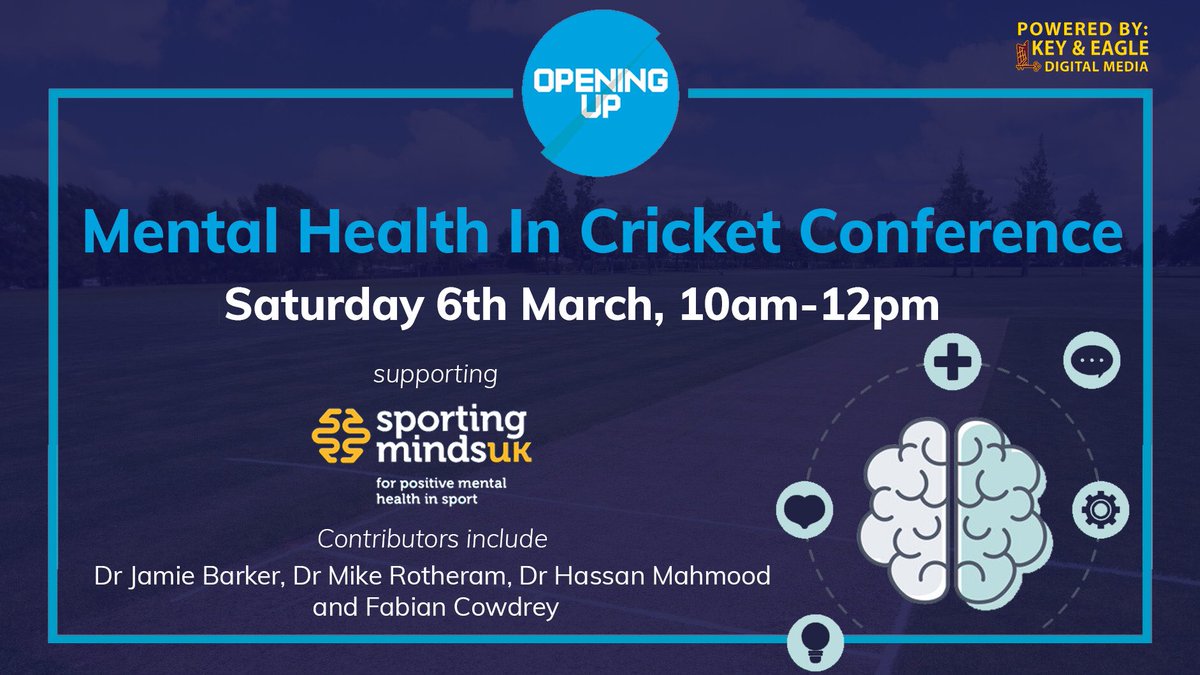 Opening Up Cricket (@openingupcc) on Twitter photo Our online conference next Saturday features <a href="/DrJamieBarker/">Dr Jamie Barker (PhD)</a> talking about mental health support and experiences in English cricket
Sign up here today zoom.us/webinar/regist…
Please support @sportingmindsuk if you can sportingmindsuk.org/donate Our online conference next Saturday features <a href="/DrJamieBarker/">Dr Jamie Barker (PhD)</a> talking about mental health support and experiences in English cricket
Sign up here today zoom.us/webinar/regist…
Please support @sportingmindsuk if you can sportingmindsuk.org/donate