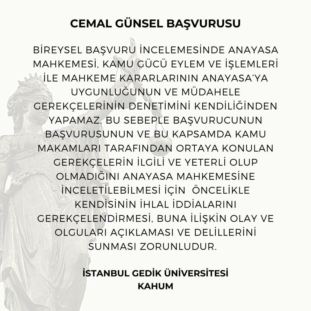 Kararın Linki :  resmigazete.gov.tr/eskiler/2021/0…

#resmigazete #resmigazetedebugün #karşılaştırmalıhukukmerkezi #kahum #istanbulgediküniversitesi #gedikhukuk #bireyselbaşvuru #usulhukuku #ifadeözgürlüğü