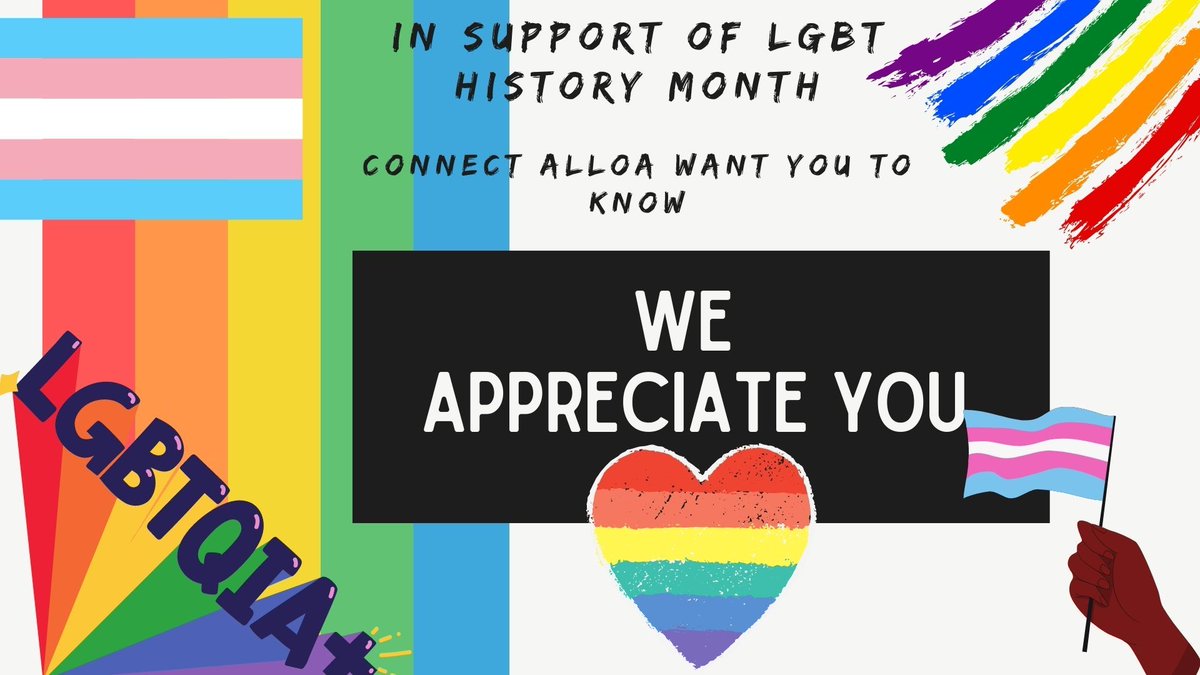 ConnectAlloa's tweet photo. Here's our final post in support of LGBT history month. 🏳️‍🌈

You are appreciated and #WeAppreciateYou 😊

#lgbtplus #youthwork #equality

@AlloaFirst @ClacksCouncil @clacksCTSI @LornshillLGBT https://t.co/uQydwd11Jk