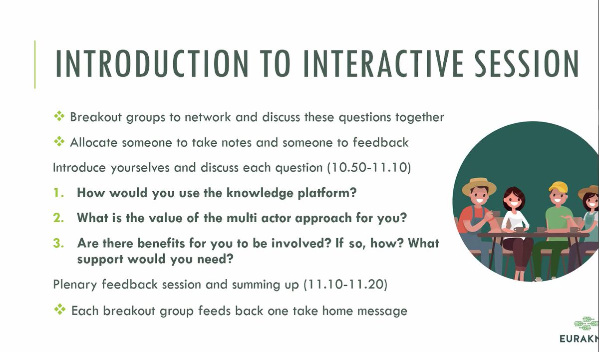 euraknos's tweet photo. Breakout rooms activity! 
Nice time to exchange about the importance of involving actors, how to have an impact on all the actors, the potential users of the platform, the socialization, the future of EURAKNOS... https://t.co/7OvYMT4W9f