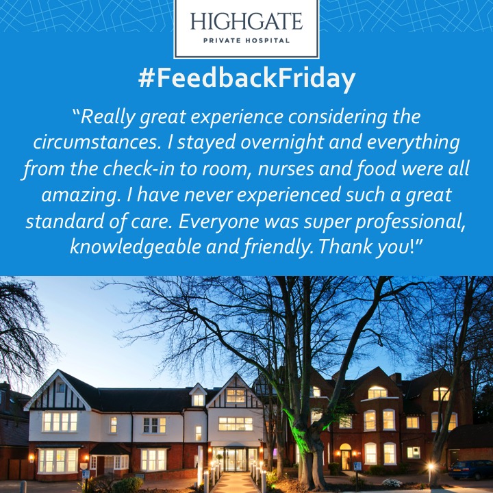 highgatehospit1's tweet photo. Simply amazing feedback from this patient for our team and services at Highgate. Well done everyone! 👏  Thank you to all our patients who take the time to leave a review - we really appreciate it.

#feedbackfriday #exceptionalhealthcare #fridayfeeling #patientfeedback https://t.co/l2vAatLFw6