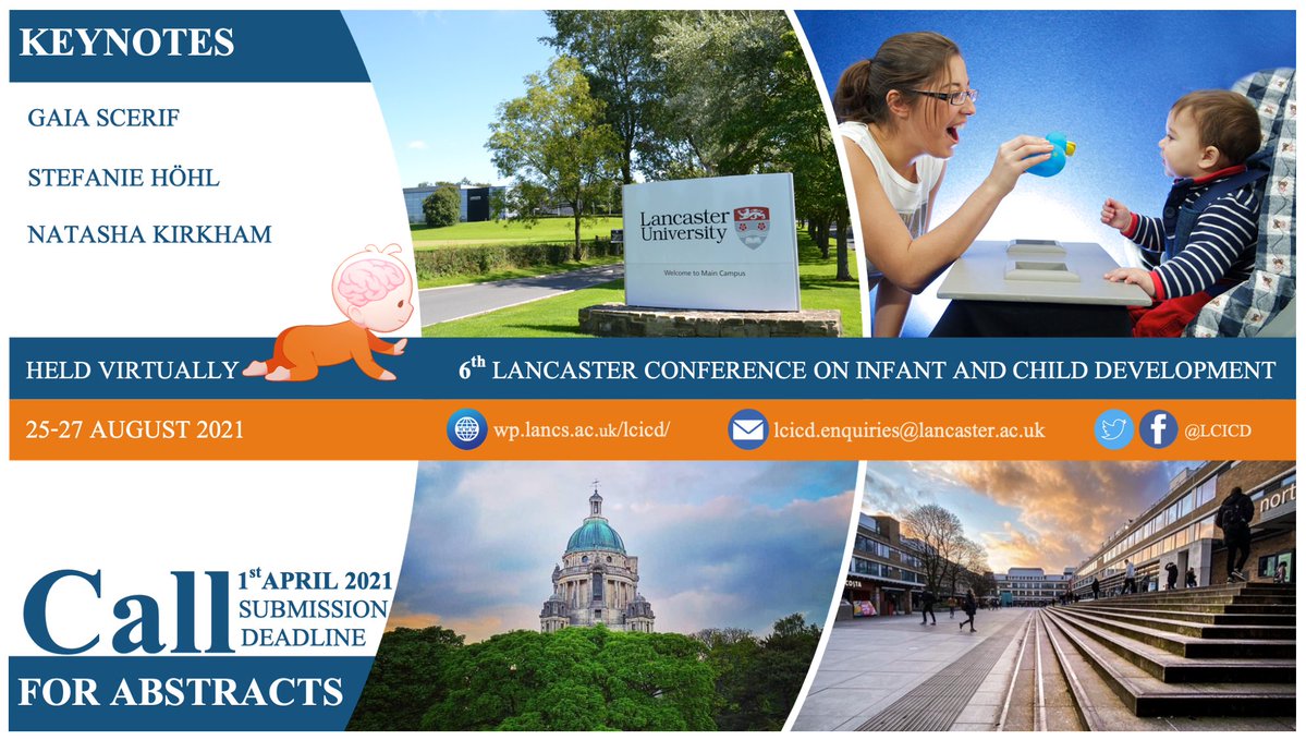 LCICD's tweet photo. We are happy to announce that our 6th Lancaster International Conference on Infant and Early Child Development (LCICD 2021) is open for abstract submissions! #LCICD @lancspsychres #ChildDevelopment
https://t.co/vrgiGV4fRo https://t.co/5q5fJliFdF