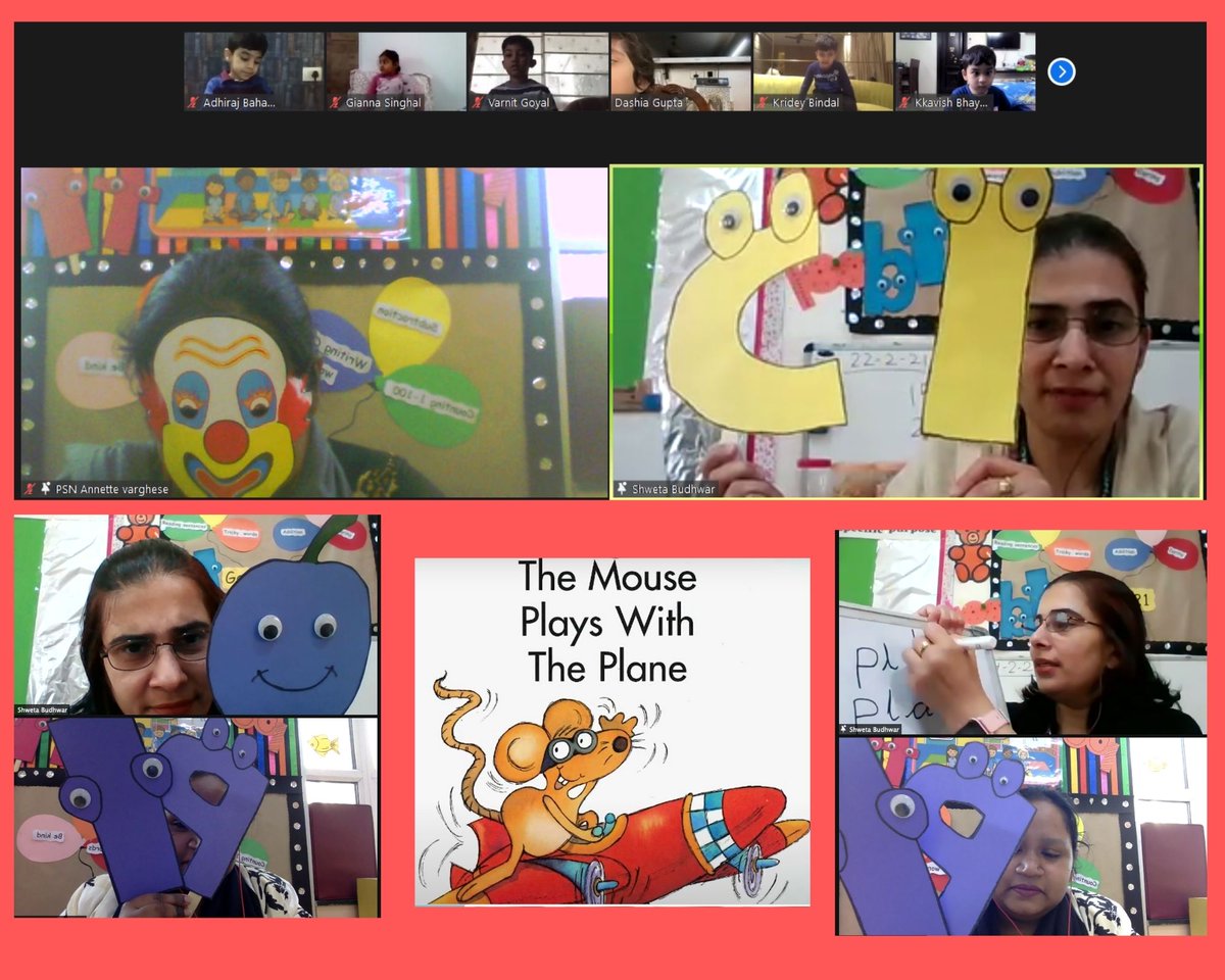Mr. Cloe the clown & Mr. Plum came to introduce the 'cl' & 'pl' blends. Another #dressup round for our Ss #roleplay #Kindergarten #virtuallearning #storytime  #loveforkids @Pihu_I_Kapoor @vandysays @Aruna270767 @PathwaysNoida