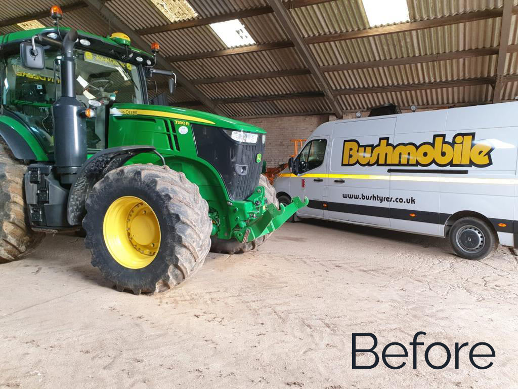 BushTyres's tweet photo. Our #Immingham depot fitted a full set of @MichelinAgriUK #AXIOBIB 2 tyres on this @JohnDeere #tractor, 600/70R30 to the front and 650/85R38 to the rear. View our current #Michelin offer: https://t.co/NqpYlcpvNw
#michelinagri #agriculture #farming #johndeere #mobiletyrefitting https://t.co/AXHef4q2pz