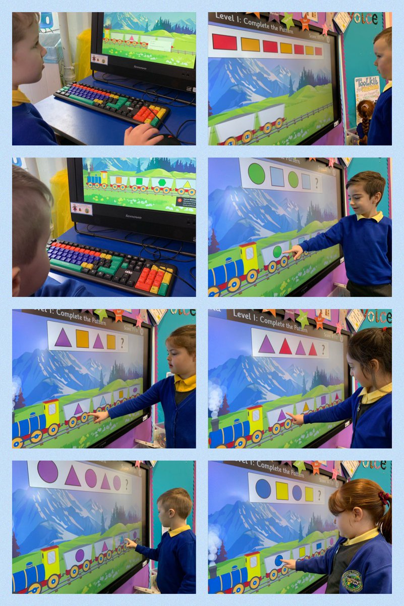 caradogprimary's tweet image. Parrot class have been busy learning about repeated patterns this week. We have focused on colours and shapes. #parrots #repeatedpatterns #mathematicsandnumeracy