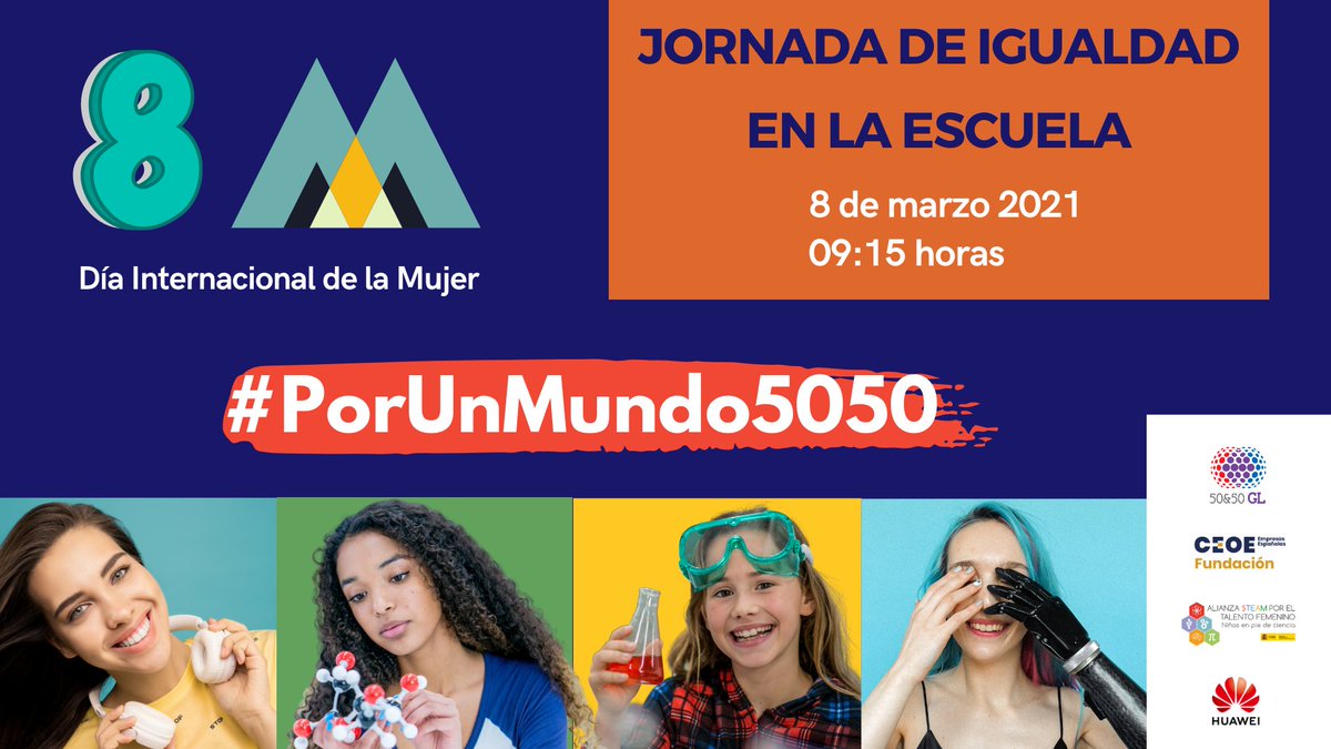 ‼️Así será nuestro 8M

➡️Formando en #Igualdad #LiderazgosSostenibles #LiderazgosdeFuturo
➡️Jornada de Igualdad para las Aulas
➡️Niñas y niños escucharán #Líderes referentes 

 8⃣de marzo (Día Internacional de la Mujer)
⏰9:15h - 11:00h

¡Próximamente programa y conexión!