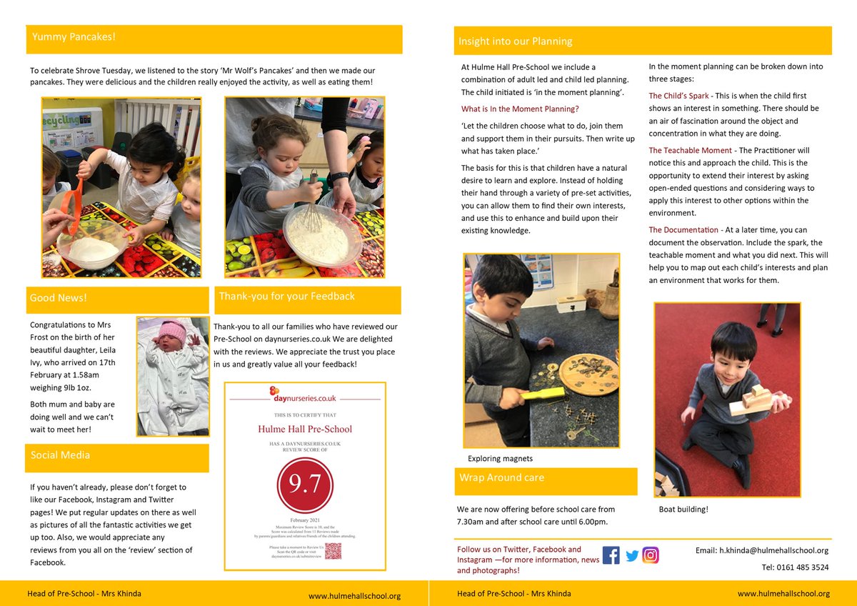 HulmeHallGS's tweet photo. Pre-School Newsletter incoming!
#PreSchool
#StockportPreSchool
#HulmeHallGrammar
#ExploreCreateGrow https://t.co/vL5GihuGwt