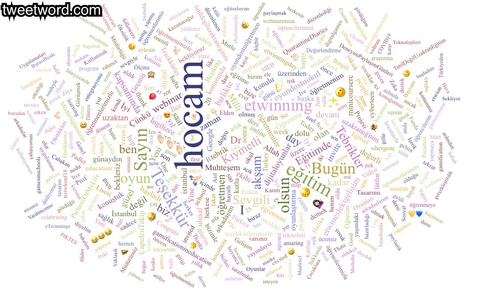 deryackr's tweet photo. Twitter’da en çok kullandığım sözcüklerden bir #kelimebulutu oluşturdum. En çok #hocam #Sayın #Sevgili #eTwinning #Eğitim kelimelerini kullanmışım. By #tweetword.com https://t.co/rkz0C5Pc2t