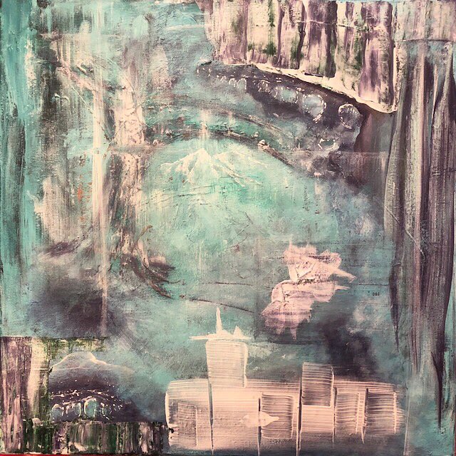 LightWander's tweet image. ..:many places... dancing connects... (acrylic paint on canvas 40x40) #abstract