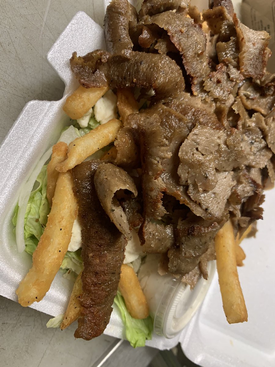 One of our new menu items, the Yinz’r Greek gyro salad! 

Lettuce, tomato, onion, feta, gyro meat or crispy chicken and French fries, with a side of tzaziki of course! 🤤🤤

Come grab one this Saturday, 2/27, in Braddock 11-7! 
#Pittsburgh #foodtruck #gyrosnat