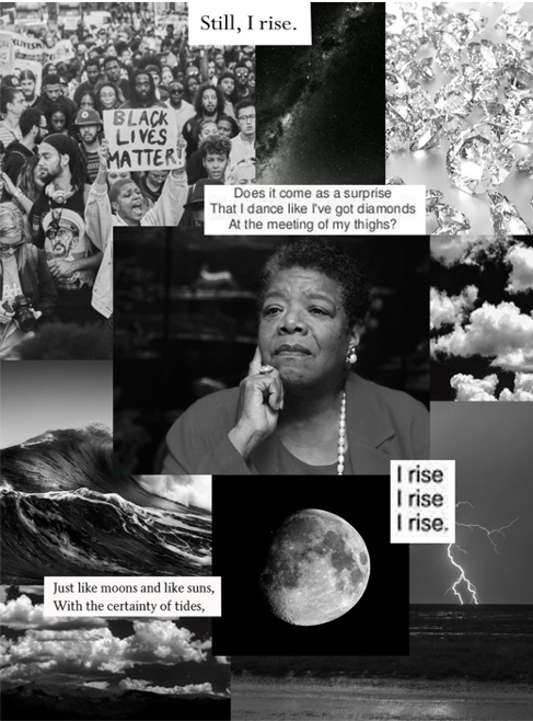 EnglishDGS's tweet image. Mrs Thompson's Year 8 classes have been making some fantastic mood boards based on the poem 'Still I Rise' by Maya Angelou. I think you'll all agree that they are absolutely stunning! #dgspride @MissMoodyDGS