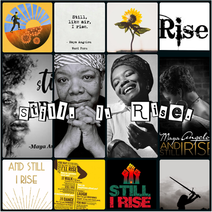 EnglishDGS's tweet image. Mrs Thompson's Year 8 classes have been making some fantastic mood boards based on the poem 'Still I Rise' by Maya Angelou. I think you'll all agree that they are absolutely stunning! #dgspride @MissMoodyDGS