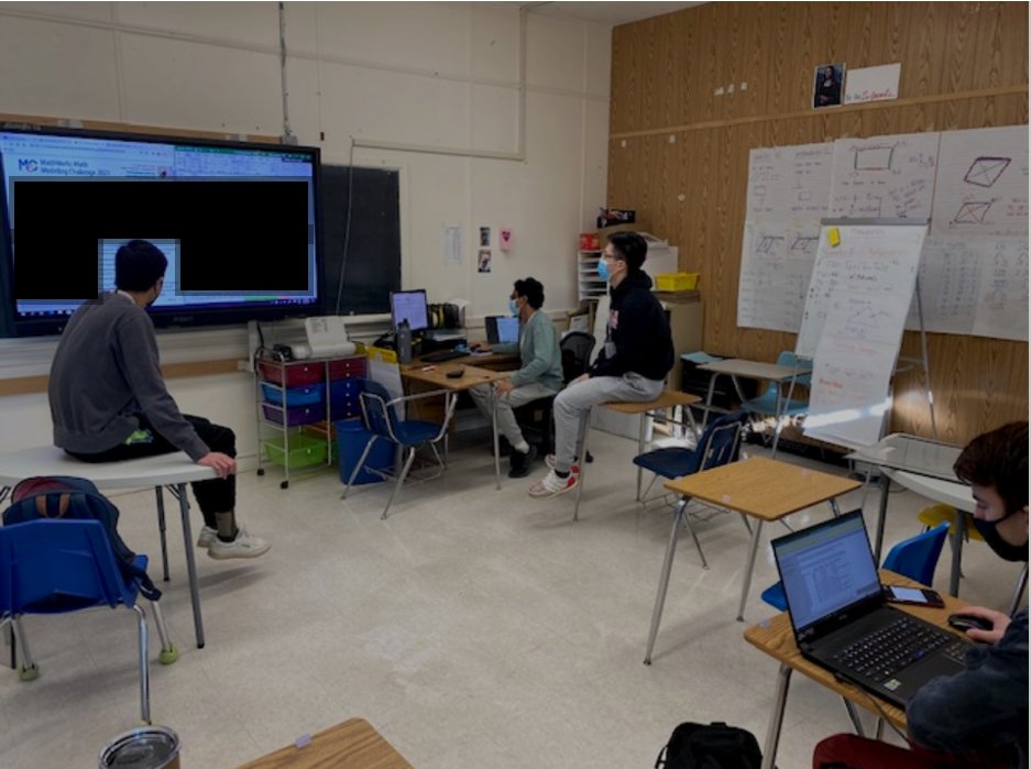 HS students working on the M3 Math Challenge!