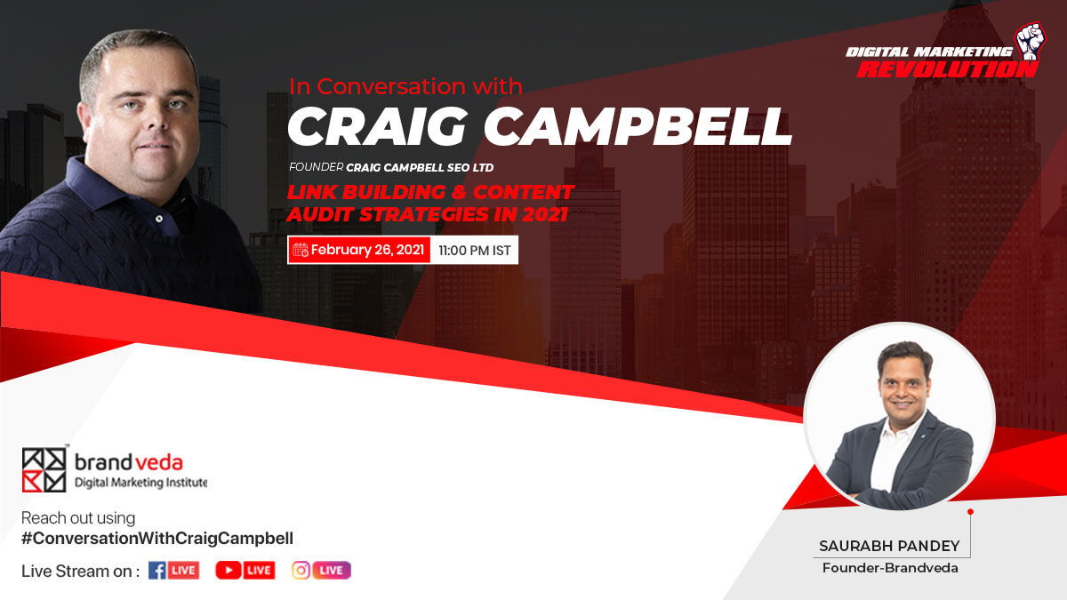 ClickBigAgency's tweet photo. Get ready to witness a collaborative conversation of two digital experts on "link building and content audit strategies" tonight.
Craig Campbell: Founder of Craig Campbell SEO LTD.
Saurabh Pandey: Founder of BrandVeda.

Date: 26/02/2021
Time: 11:00 PM
UK time zone: 5:30PM https://t.co/wS9gWjKvK0