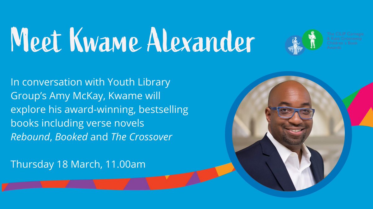 CarnegieMedals's tweet photo. Meet award winning poet, novellist and previous Carnegie Medal shortlistee @kwamealexander in a free event for schools coordinated by @AndersenPress and @youthlibraries on Thursday 18th March at 11am! Not to be missed. Register now at https://t.co/PluuzzRrKY https://t.co/Hh0td6pV1o