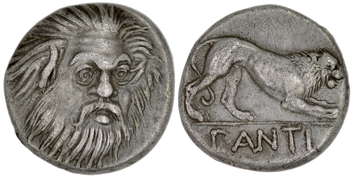 Our first lot we would like to highlight is the magnificent Hemidrachm from Pantikapaion. 

biddr.com/auctions/alfan…

#ancientcoins #ancientcoin #Greek #AncientGreek #numismatik #numismatic #auction #Greek #Greekcoin #Greekcoins #Satyr #numismatica #numismatics #Coins #coin