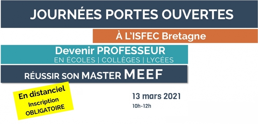IsfecBretagne's tweet photo. Devenez professeur en écoles, collèges, lycées avec l'ISFEC Bretagne ! Journées Portes Ouvertes en distanciel samedi 13 mars 2021 de 10h à 12h. Formulaire d'inscription : https://t.co/12Bh6j26c3 https://t.co/ff3UdYBucZ