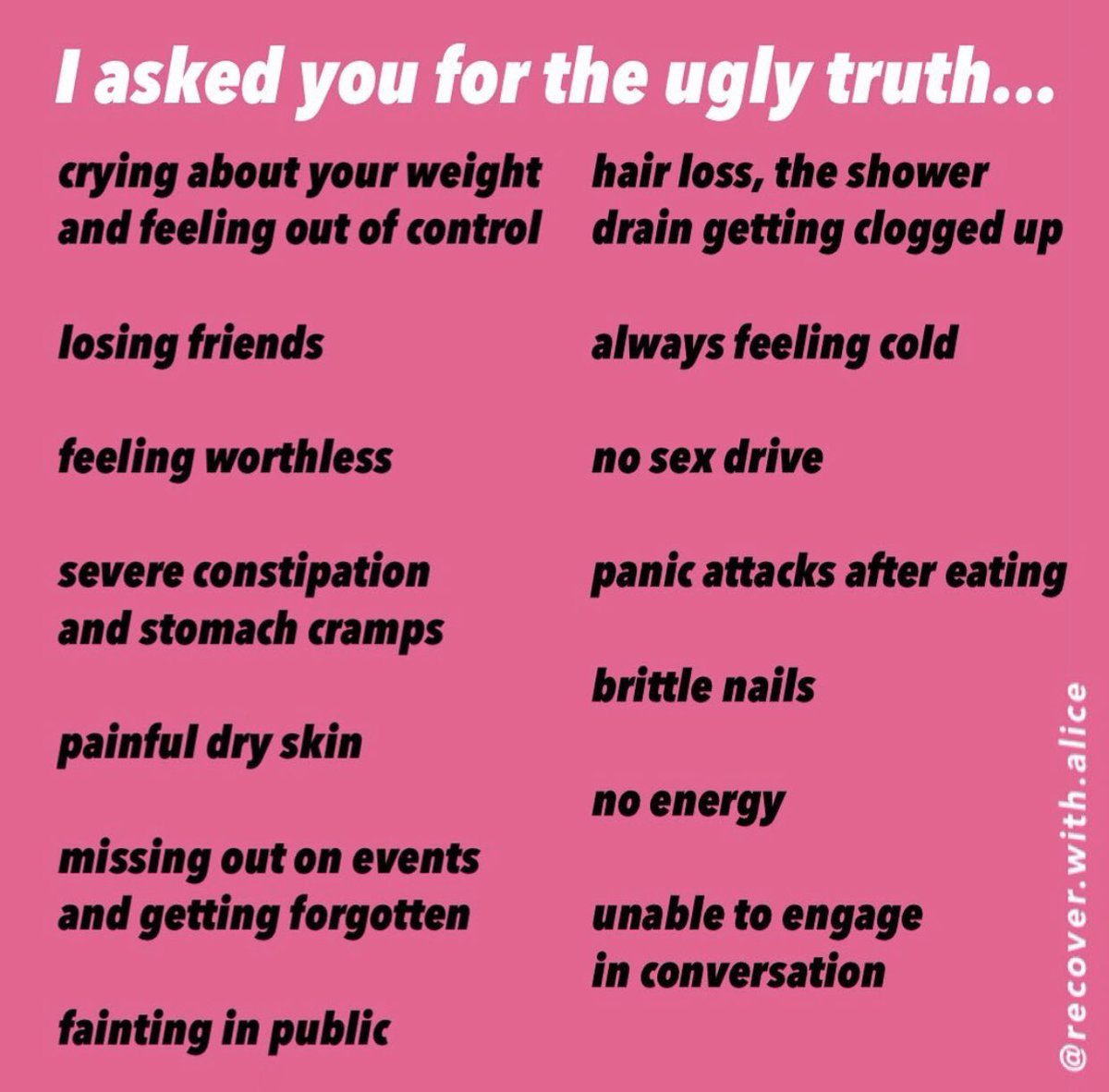 aliciawrd's tweet image. TW ED #NEDAwarenessِWeek / 
EDs are not glamorous and we can’t treat them as such, so here are the “ugly truths” that aren’t discussed enough🧘🏼‍♀️🧘🏼‍♀️