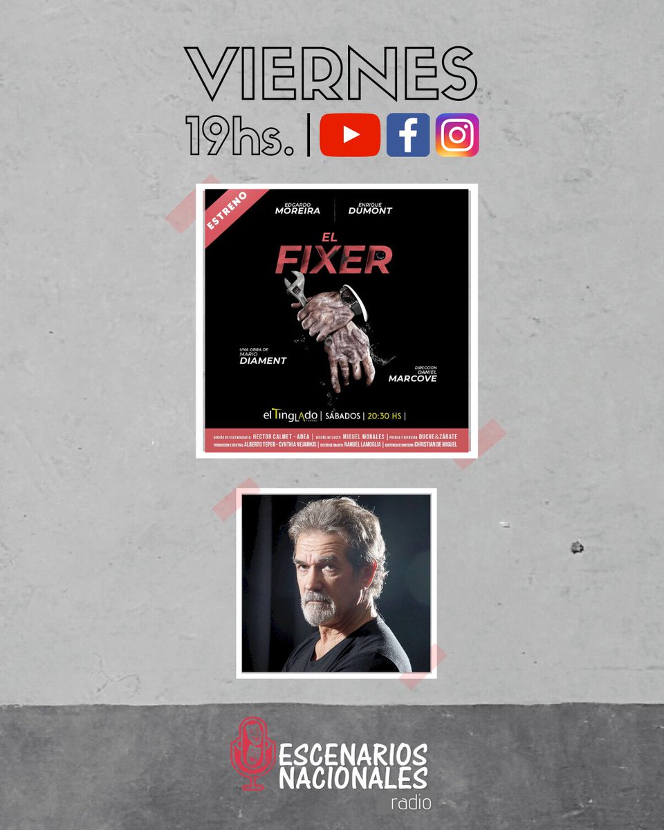 Programazo hoy de #EscenariosNacionales 🎙️🎭🇦🇷 ¡El N° 82, junto a <a href="/geroberti/">Ger Oberti 🎙</a>, a las 19hs por youtube.com/escenariosnaci…!  

Pasarán <a href="/belenucar/">Belén Ucar</a>, <a href="/EdgardMoreiraok/">Edgardo Moreira</a> y Julieta Bermúdez. Además de las noticias de la semana y mucha agenda. 

😃 Los y las esperamos. 😃