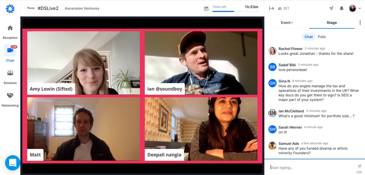 Kieranleehill's tweet photo. Great panel session right now on 'Angel Investing' with @amyrlewin, @soundboy, @mattjackrob & @deepalinangia at #DSLive2 π₯
Come and watch - https://t.co/ce0KWmGAHI https://t.co/zBwNM5sCDZ