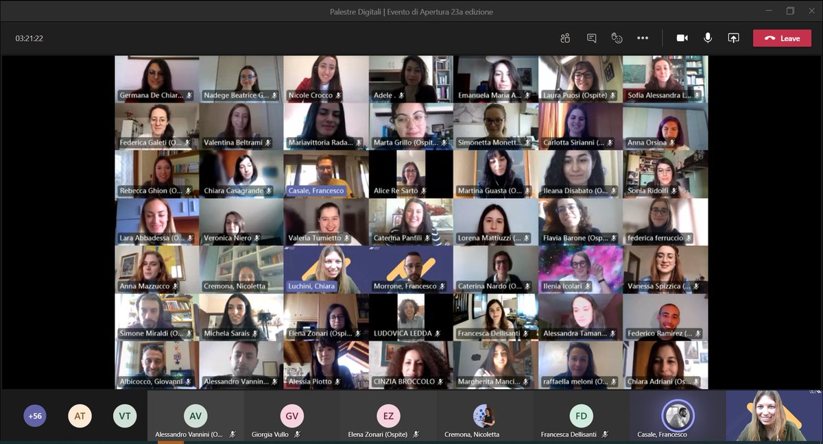 Inizia oggi la 23a edizione di Palestre Digitali totalmente in #DistanceLearning! Gli studenti si sono presentati in un'aula virtuale, dove si ritroveranno da lunedì per quattro settimane di lezioni e workshop con i partner e i professionisti amici di Palestre Digitali.