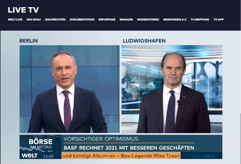 Dr. Martin Brudermüller, CEO der #BASF SE im Interview mit <a href="/welt/">WELT</a> 🎙️

Hier jetzt LIVE👉welt.de/tv-programm-li…