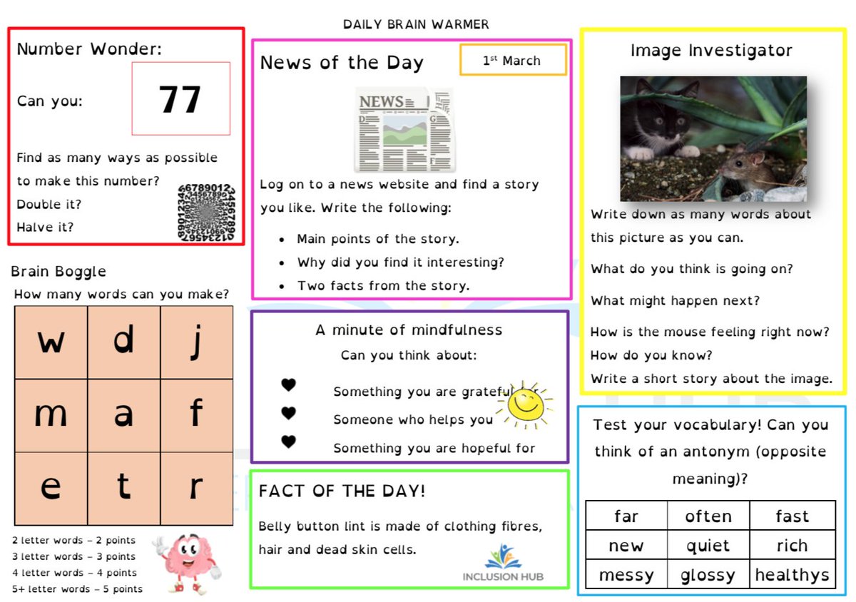 We have received SO many emails asking about these and sharing how popular they are - MARCH DAILY BRAIN WARMERS are now uploaded and still FREE! 

Please RT and TAG every teacher you know! 😊🥰senhub.co.uk/daily-brain-wa…