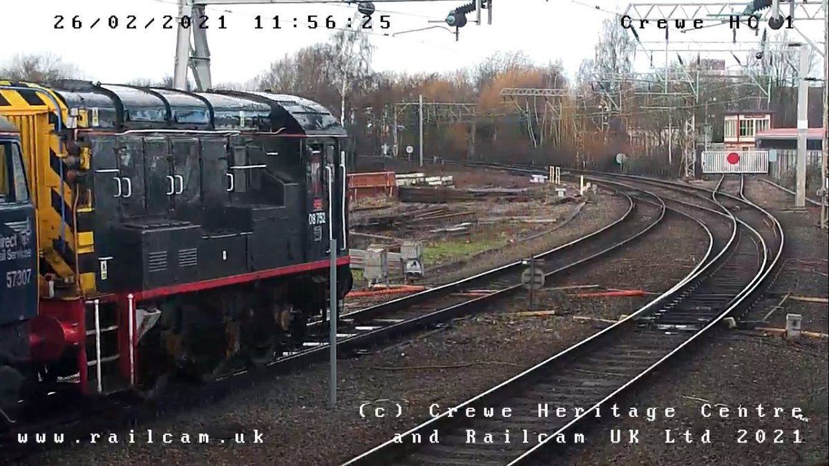 @railcamlive @DRSgovuk #class57 #class08 Class 57307 with Class 08759 working 8Z69 on the Crewe 1 cam. #SpottingFromHome2021 #StaySafe