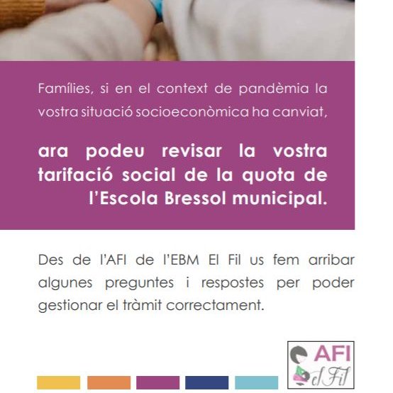 affac_cat's tweet photo. @afi_fil @AssGrogaSants @mariatrusal @cgtcebimeb @CCOOeducacio @MariaOrtegaBCN @EstelSole @Hlopezvallejo @mireiamora 📢Famílies,
Si no podeu pagar la bressol, us compartim la magnífica guia feta x @afi_fil per demanar a l’IMEB recalcular la vostra quota seguint el sistema de tarificació social.
👉https://t.co/fsUE2wpogl
Cap infant hauria de ser expulsat d’una escola pública per motius econòmics https://t.co/DuEmDQEtDG