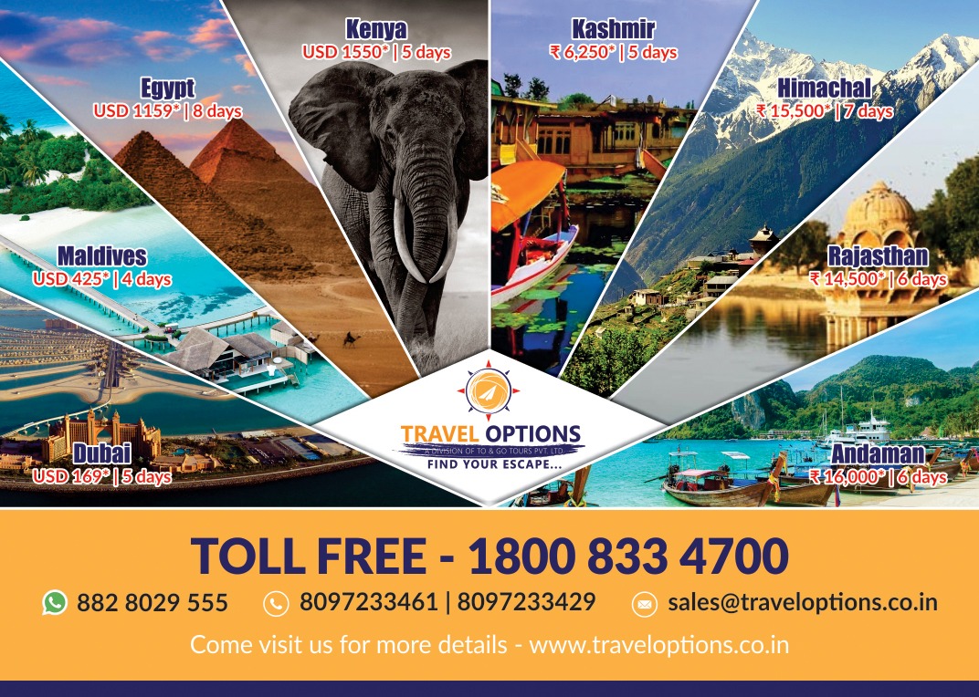 india_options's tweet photo. Vacation on your mind? Phir Chalo Ghume Sara Jahan !!
 At Traveloptions, we are focused on creating an experience that delights every traveller. We offer exclusive range of deals for both desi &amp; videshi tour packages for most popular destinations. 
#findyourescape #traveloptions https://t.co/3ZHCOBQwtv