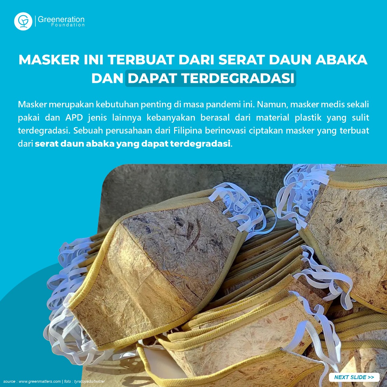 Greeneration Org Twitterissa Ginfo Masker Ini Terbuat Dari Serat Daun Abaka Dan Dapat Terdegradasi Utas Ginfo Greenerationfoundation Greeninnovation 3m Memakaimasker Biodegradable Zerowaste Https T Co Zu4gvdqhwf Twitter