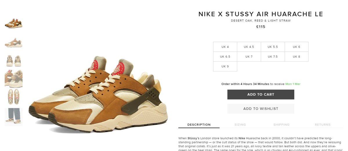 Restock via END: Nike x Stussy Air Huarache LE