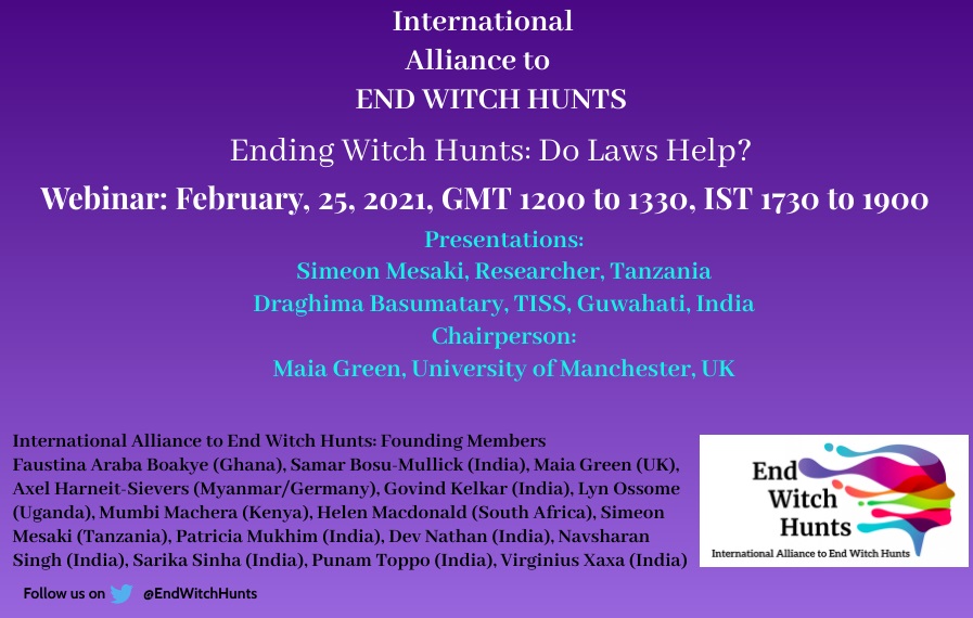 International Alliance to End Witch Hunts (@endwitchhunts) on Twitter photo Dear Friends,
The first webinar went well. Lot of discussion and concern for future work. You can watch the full webinar on the link given below. Please follow us on YouTube and Twitter (<a href="/EndWitchHunts/">International Alliance to End Witch Hunts</a>).
youtu.be/3VUqZTlbnG8 Dear Friends,
The first webinar went well. Lot of discussion and concern for future work. You can watch the full webinar on the link given below. Please follow us on YouTube and Twitter (<a href="/EndWitchHunts/">International Alliance to End Witch Hunts</a>).
youtu.be/3VUqZTlbnG8