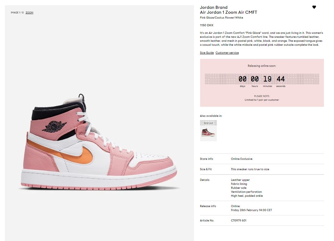 Restocking in 20 minutes via NakedCPH: Air Jordan 1 Zoom CMFT