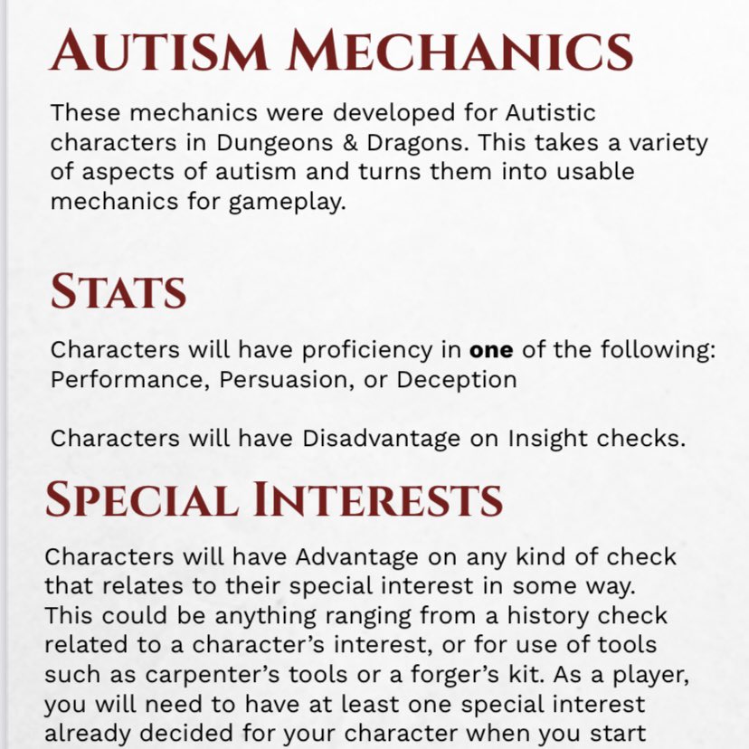 All my DnD characters are autistic