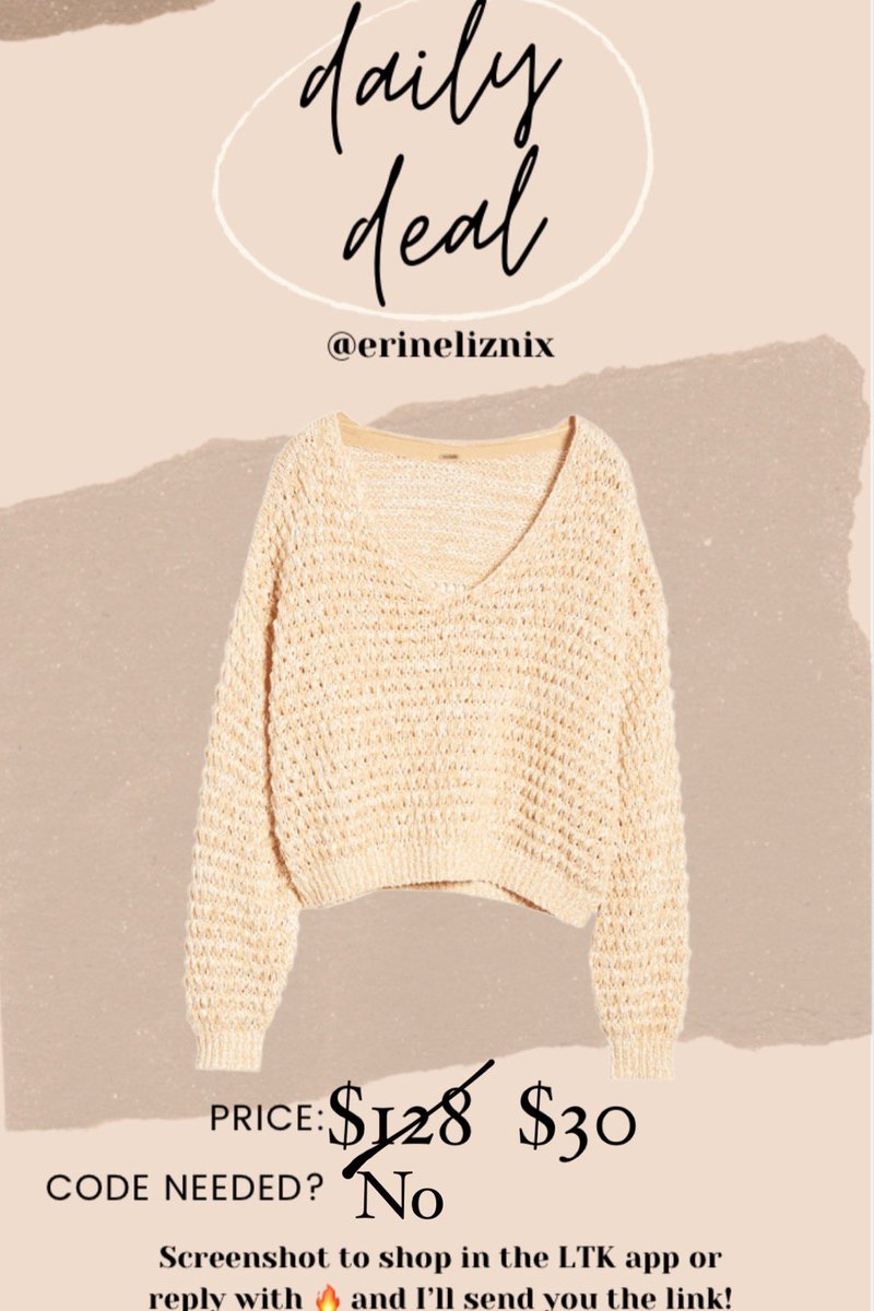 This loose-knit Free People sweater is on major markdown and still in stock as of right now! Would be super cute with denim shorts going into spring! 
👇
liketk.it/39g2A
