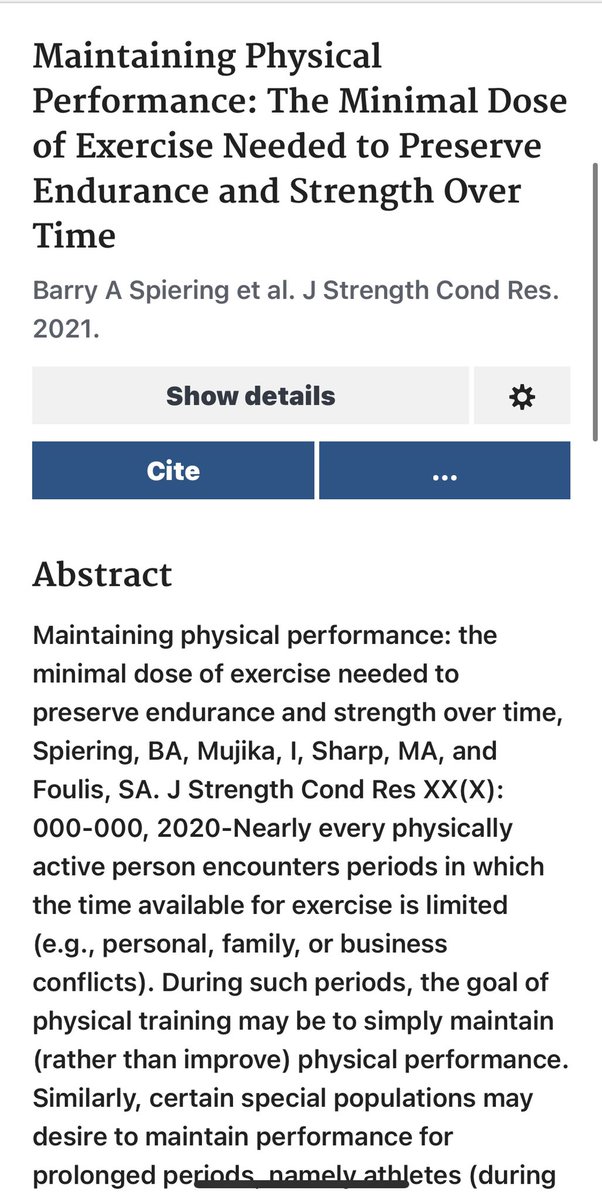 SLU_Strength's tweet photo. Minimal dose of exercise needed to maintain physical performance over time. 
▶️There are a lot of variables that may influence an individual’s ability to maintain their strength but regardless maintaining intensity is needed. https://t.co/pcttlkB1Mc