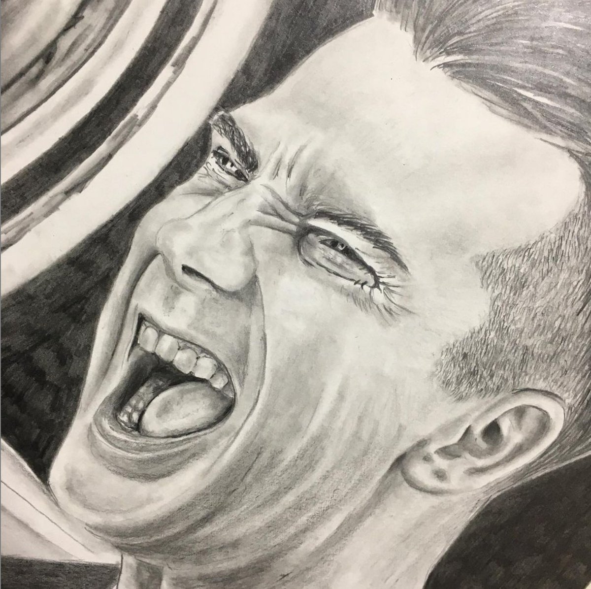 paulaannev's tweet photo. Finished and fixed the first layer of graphite. Will start the second layer now. Stayed away from people for two days and feeling considerably better. Social distancing suits me. #StaySafeStayHealthy #DarkArt #PrincesOfHell #WIP #WorkInProgress #PencilArt #Drawing #Portraits #Art https://t.co/LwApHEoGf6