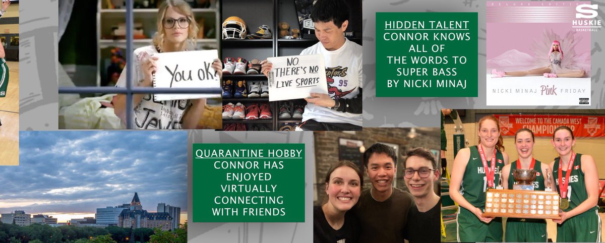 From Saskatoon, <a href="/CJ7Ten/">Connor Jay</a> 

CONNOR JAY

Position: Performance Analyst
Favorite Player: <a href="/vtcrooks/">Vera Crooks</a>, <a href="/SabineDukate/">Sabine Dukate</a>, <a href="/meganahlstrom_6/">megan ahlstrom</a> (they won 2 championships for him)
Quarantine Hobby: Virtually connecting with friends 
Hidden Talent: Knows all the words to Super Bass

#HuskiePride